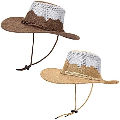 Homiton 2 pacote de malha de sol chapéu largo de golfe de golfe chapé de safari chap de pesca de praia para homens para homens mulheres