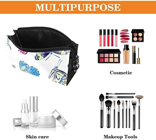 Tbouobt Sacos cosméticos para mulheres, Bolsa de maquiagem Acessórios de bolsas de higiene pessoal de viagem Organizador, retro azul lindo borboleta