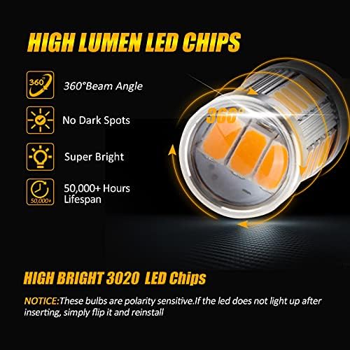 Auxbeam LED 3157 Bulbo, Ultra Bright Amber Amarelo 3157 3156 4157 3057 3357 Lâmpadas de sinal de giro com projetor