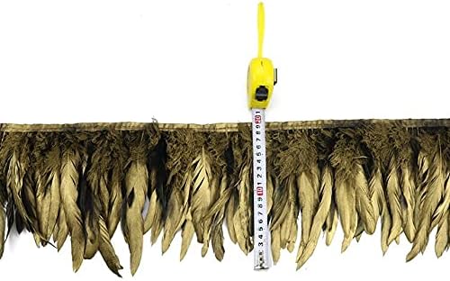 10 jardas de galo de ouro de ouro acabamentos de penas retiradas de 15 a 20 cm de faisão natural penas de fita para artesanato decoração de vestido de noiva-15-20 cm