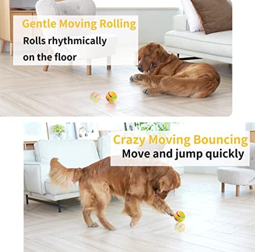 Brinquedos de cães interativos smart smart netrco, bola de rolamento ativado para cães com luz flash LED, movimentando bola
