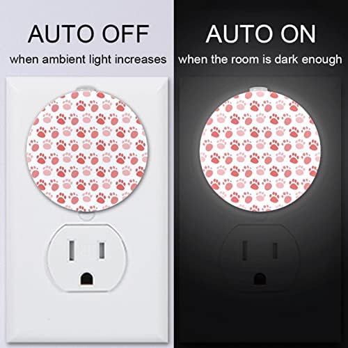 2 Pacote de plug-in Nightlight Night Night Light Cute Red Dog Patchs Padrão com sensor de entardecer para o amanhecer