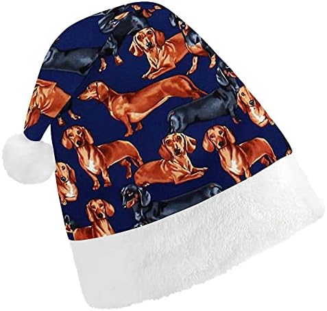 Dachshund Print Print Blue Christmas Hat para Festas de Férias de Ano Novo Cosplay
