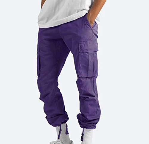 Calças de carga longa para homens de cargo Trabalho Use combate Carga de segurança 6 bolso calça cheia de calças elásticas