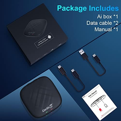 2023 4G Caixa AI Carlinkit V3 para carro com CarPlay com fio, Ultra-Thin, 8 Core Chip, 4+64g, dt, sistema Android 9 Bulit-In, Atualize o CarPlay/Android Auto para sem fio, GPS, YouTube, Netflix, Google Play, Play, Cartão sim e tf