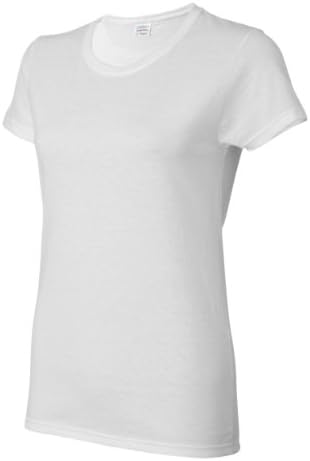 Gildan Womens 5,3 onças. T -shirt de algodão pesado missy fit g500l -white m