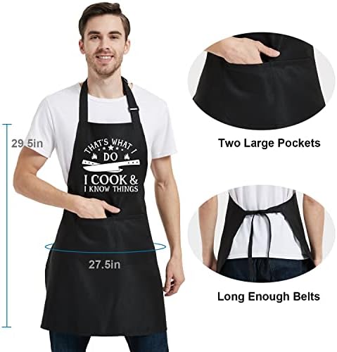 Ozoskeiw Funny BBQ Chef Avents para homens com bolso, Presentes de avental de cozinha resistentes à água ajustáveis ​​para o Dia dos Pais para o Dia dos Pais