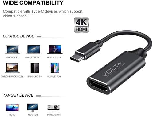 Trabalhos da Volt Plus Tech HDMI 4K Kit USB-C compatível com o adaptador profissional Tecno Camon 18 P com saída digital