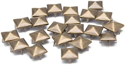 Loja de corte 50 peças pirâmide presa - prensado à mão ou conjunto de máquinas rebites de bronze/bronze antigo 9mm