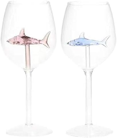 Koqwez33 300ml de tubarão de vinhos, copo de vinho tinto de borossilicato de alto borossilicato, espuma grossa de pacote de pacote de coquetel de cerveja de uísque de copo para casa de casamento em casa festa de casamento azul claro azul