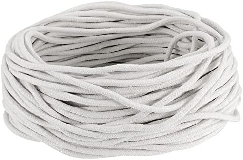 Sinjeun 1/4 polegada de algodão branco natural corda de algodão, varal de algodão de 328 pés com 2 ganchos de encaixe,