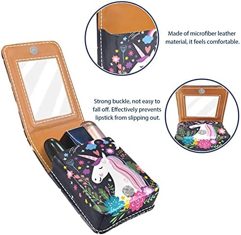 Caixa de batom com unicórnios de espelho são reais suporte para lábios de flores portáteis Batom de batom portátil Bolsa
