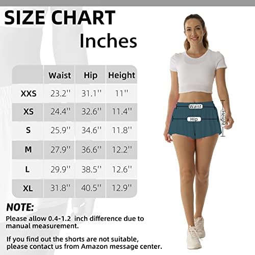 Shorts atléticos fluidos para mulheres que executam tênis shorts de borboleta meninas de 2 em 1 camada dupla secagem