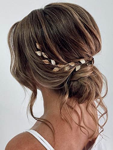 Jakawin Leaf Bride Hair Hair Vine Gold Hair Piece Acessórios para Cabelo para Mulheres e Meninas HV179