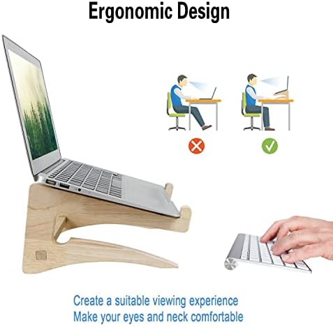 Só de laptop Ui U e I, suporte de laptop de madeira, suporte de caderno de madeira destacável Montante para mesa, 11-14 polegadas