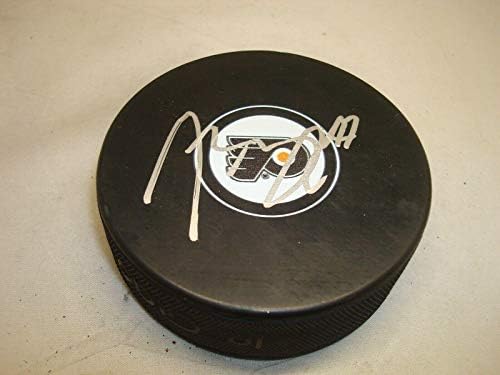 Andrew MacDonald assinou o Philadelphia Flyers Hockey Puck autografado 1A - Pucks autografados da NHL