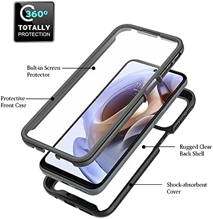 Capa de telefone Caixa de proteção completa compatível com Moto G71 5G Hard PC+Soft Silicone TPU 3in1 Tampa de telefone