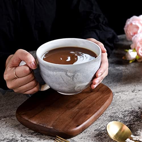 Yundu 20 oz de cerâmica de mármore cinza canecas jumbo para café, Tazas de Cafe Bonitas, canecas de café com leite,