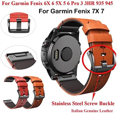 ONECM Genian Italian Cowhide Leather Quickfit WatchBand para Garmin Fenix ​​7x 7 Assista EasyFit Wrist Band 22 26mm Strap