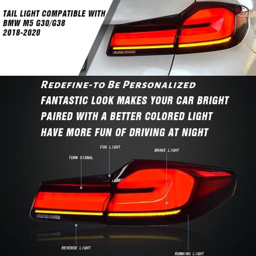 Nova luz traseira para BMW G30 Fumaça da luz traseira 2018 2019 2020 M5 Acessórios BMW 5 Série G30 G38 18-20 LED Animação sequencial
