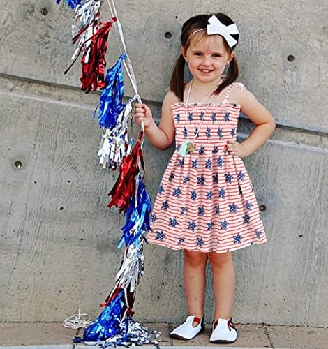CM-Kid Girls 4 de julho vestido criança menina americana bandeira americana listras estrelas vestidos crianças roupas patrióticas