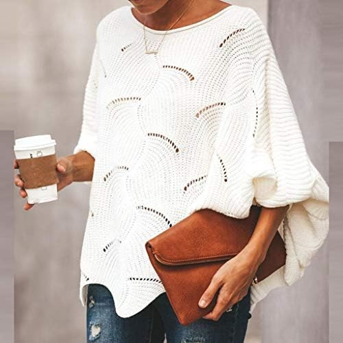 Suéteres de queda feminina cor de cor sólida Corrente oca link link de malha solta Jumpers casuais kawaii cashmere camisas