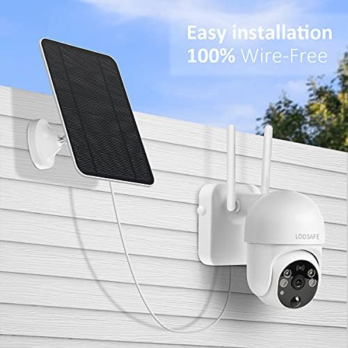 Wi-Fi Wireless Outdoor Security Camera Powered Solar, 1080p Color Night Vision, Detecção de movimento, áudio bidirecional,