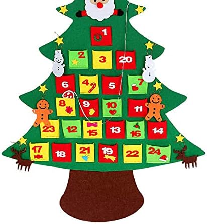Homeriy Christmas Advent Calendar Wall Holding DIY Calendário Contagem regressiva para o Natal com bolsos decoração de natal
