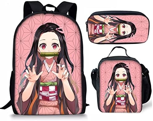 Mochila Anime, mochila casual Nezuko Tanjiro, saco de laptop impresso em 3D tamanho 4-one