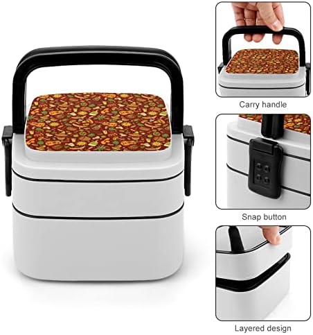 México Arte Bento Bento Box Double Camada All-In-One Packable Lunch Recier com colher para viagens de trabalho de piquenique