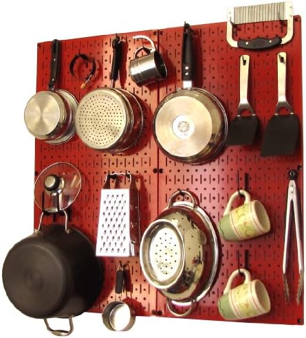 Controle de parede Potões de pegboard de cozinha potes e frigideiras Kit de armazenamento e organização de Pegboard Pack