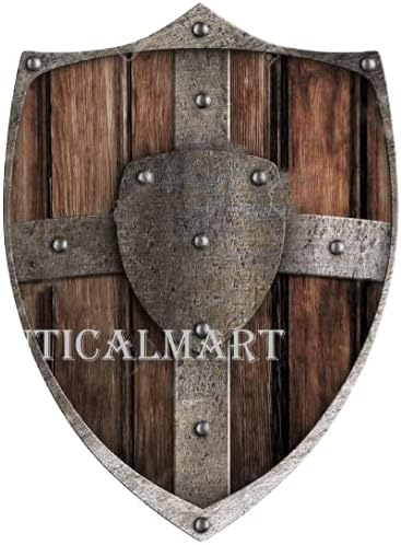 Cruzado medieval de escudo de madeira -mart náutico - sca/larp/nórdico/noruega/antiguidade/armadura