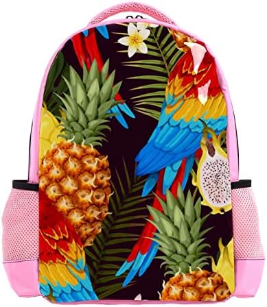 Mochila VBFOFBV para mulheres Backpack Backpack Backpack Bolsa Casual, Macaw Flores de Abacaxi Jungal Tropical