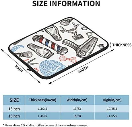 FFEXS BARBER SHOP SACO DE LAPTOP DE MOLOMENTO MONOCROME, tecido à prova d'água durável, bolsa de laptop de 13/15 polegadas, para