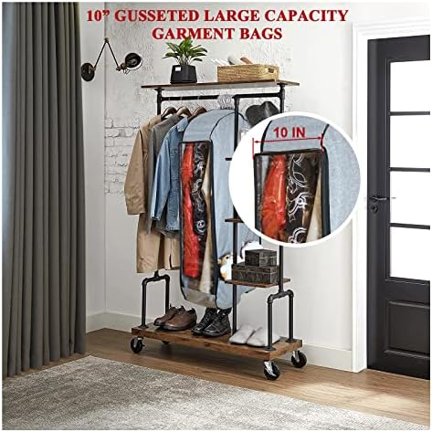 Sacos de vestuário de 50 ”para pendurar roupas, Chakera Large Breathable Sagão para armazenamento de armário com cobertura