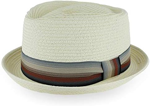 Belfry Men/Women Women Summer Straw Pork Pie Hat Fedora em azul, bronzeado