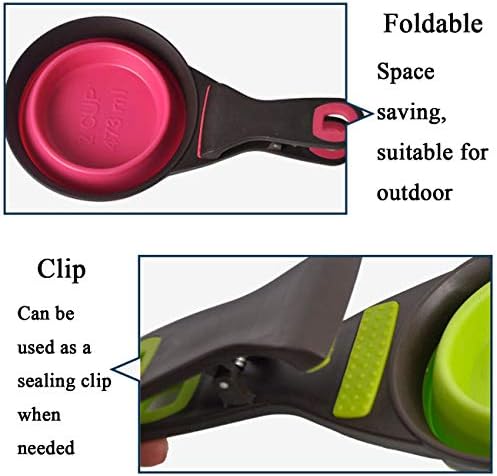 Ucsaji colaps colapsível scoop silicone copos de medição conjunto de vedação clipe 3 em 1 bolas multifuncionais Bolas de bolsa lanche