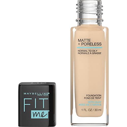 Maybelline New York Fit Me Matte Plus Poreless Foundation, Light Beige, 1 onça fluida