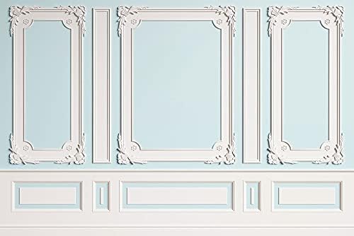 Kate 10 × 6,5 pés azul branco clássico foto cenário europeu de quadro moderno painéis de madeira fotografia background interior