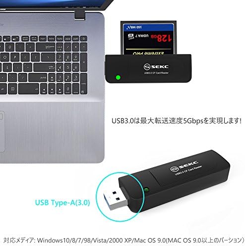 SEKC USB 3.0 Compatível CF Card Reader Tipo A USB 3.0 Conector CF Porta de alta velocidade Transferência preta SCF-CR31