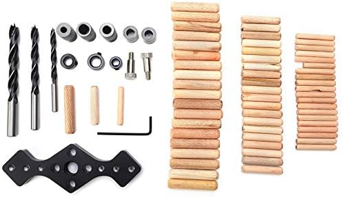 Localizador de perfuração de orifício reto, ferramentas pretas de gabarito de madeira, com soquete de dicas de madeira, gabaritos
