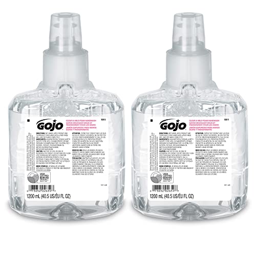 Gojo Clear & Mild Foam Washing, certificado EcoloCo, 1200 ml de refil de sabão de espuma para Gojo LTX-12 Dispensador sem