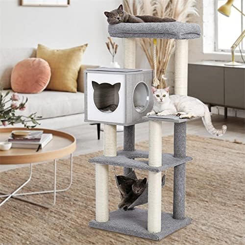 Torre de gato fofa, árvore de gatos de 52 polegadas com rede e arranhão árvore de gato de luxo, penhas de gato para