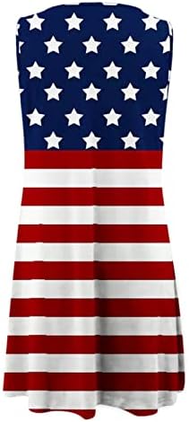 4 de julho Vestido para mulheres Casual Summer Tank Dress USA Flag Fand