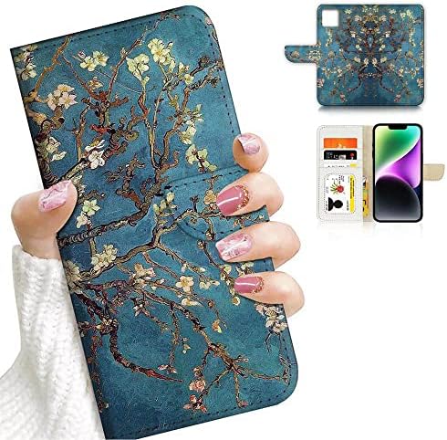 Ajourtek para iPhone 14 Plus, Art projetado Flip Wallet Cover Case Vincent Van Gogh Pintura Proteção de Corpo Full AD004