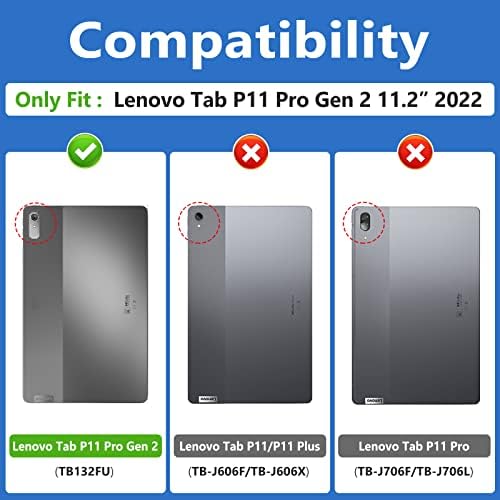 Caso de Cobak para Lenovo Tab P11 Pro Gen 2, Slim Stand Hard Back Protetive Protetive Smart Cover Case para Lenovo Tab P11 Pro Gen 2 2022 Liberação, Black