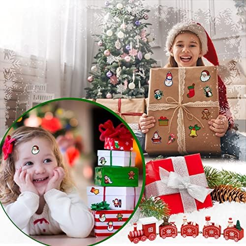 HOTOP 1200 PCS Adesivo de tema de Natal para crianças Arregamento de Natal Adesivos de floco de neve adesivos de gengibre