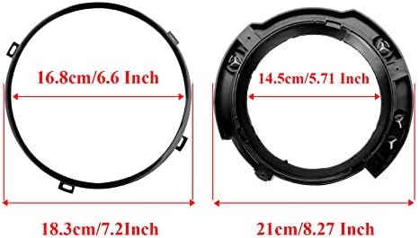 Wonvon 7 polegadas redondo farol de montagem Ring Ring Ring Set com anel de metal do farol para Jeep Wrangler JK 2007-2017 Black