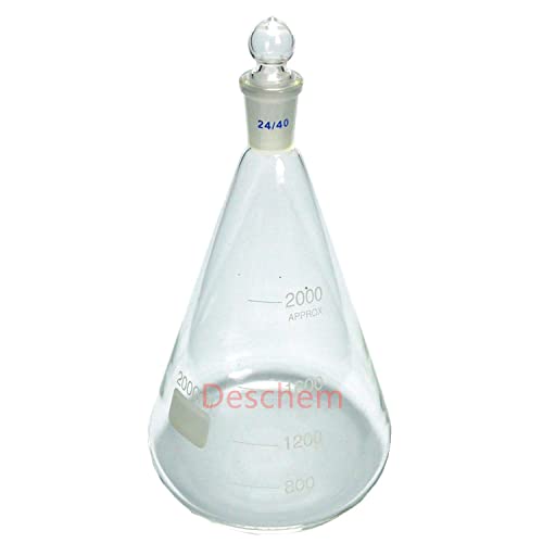 Flask Dinglab Glass Erlenmeyer, garrafa cônica de laboratório com rolha da junta moída 24/40