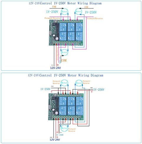 Mangood 433MHz 12V 24V DC 6 canal Remoto sem fio Controle Relé Relé 24V/12V Relé remoto no transmissor e receptor